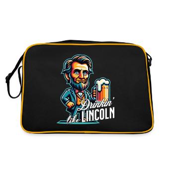 Drinkin' Like Lincoln Retro Vintage Design - Retro Tasche - Schwarz/Gold - Hinten