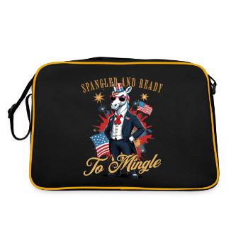 Bereit Zum Mischen Spangled Unicorn 4. Juli-spaß - Retro Tasche - Schwarz/Gold - Hinten