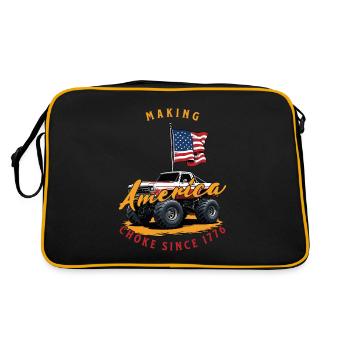 Amerika Ersticken Seit 1776: Amerikanische Flagge - Retro Tasche - Schwarz/Gold - Hinten