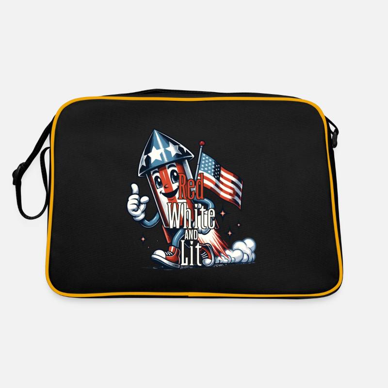 Rot-weiß Beleuchtetes Retro-vintage-design 4. Juli Retro Tasche