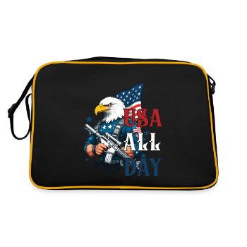 Usa All Day Funny Freedom Design 4th of July - Retro Bag - black/gold - Back