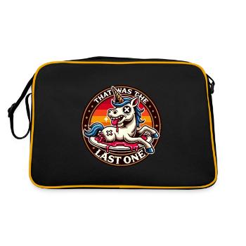 Funny Unicorn Saying Dark Humor Funnier - Retro Bag - black/gold - Back