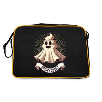 Funny poop pile ghost humorous poop - Retro Bag - black/gold - Back