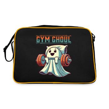 Gym Ghoul Funny Fitness Ghost Illustration - Retro Bag - black/gold - Back