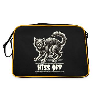 Motif de chat effrayant avec sifflement hors texte - Sac Retro - noir/or - Dos