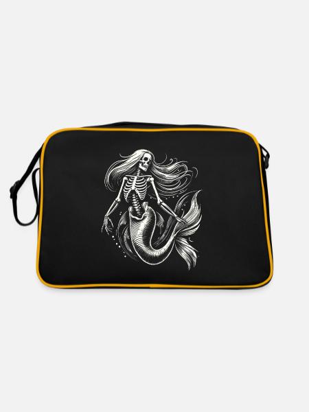 Skeleton Mermaid Mystic Ocean Art - Retro Bag - black/gold - Back