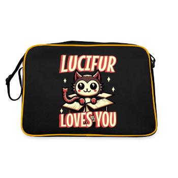 Lucifur t’aime dessin animé chat diable - Sac Retro - noir/or - Dos