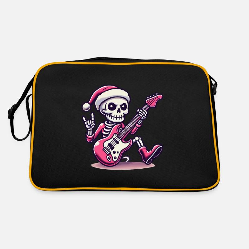 Guitariste de rock squelette de Noël Sac Retro