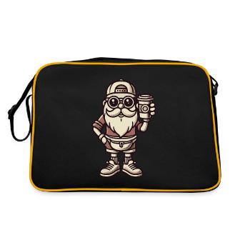 Snob Santa Claus With Coffee Cool - Retro Bag - black/gold - Back