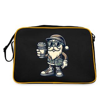 Snob Santa Claus with coffee - Retro Bag - black/gold - Back
