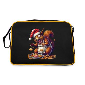 Weihnachtsstress Lustiges Mama Eichhörnchen - Retro Tasche - Schwarz/Gold - Hinten