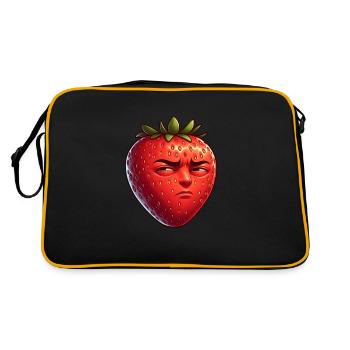 Naughty Strawberry Cartoon Fruit Funny Ironic - Retro Bag - black/gold - Back