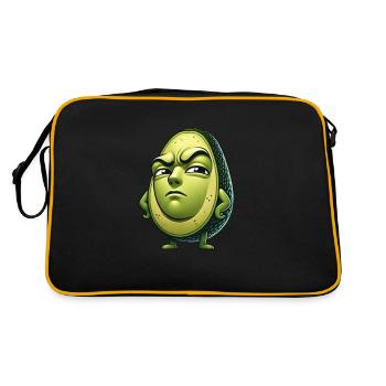 Skeptischer Avocado Cartoon Ironisch Lustig - Retro Tasche - Schwarz/Gold - Hinten
