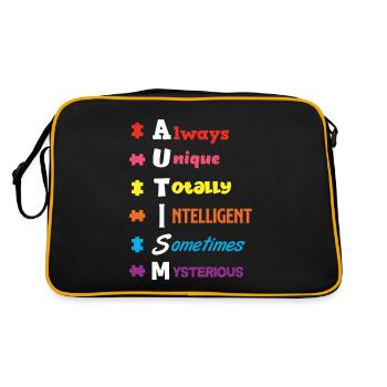 Autism Autism Autist Asperger Syndrome Puzzle - Sac Retro - noir/or - Dos