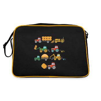 Kinder Traktor Landwirt Landwirtschaft - Retro Tasche - Schwarz/Gold - Hinten