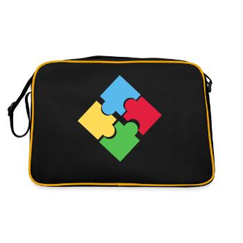puzzle, geschenkidee, autismus, geschenk, spiel - Retro Tasche - Schwarz/Gold - Hinten