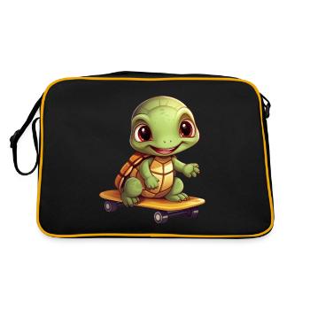 Skateboard tortue, design animal sportif - Sac Retro - noir/or - Dos