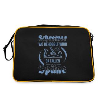 Schreiner Herren TShirt Wo gehobelt wird - Retro Tasche - Schwarz/Gold - Hinten