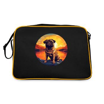 Pug in the sunset: A round idyll - Retro Bag - black/gold - Back