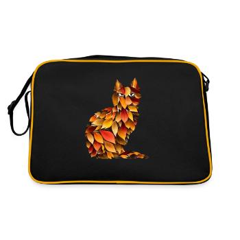 Chat d’automne à partir de feuilles panachées - Sac Retro - noir/or - Dos