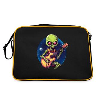 Green Alien Guitarist - Retro Bag - black/gold - Back