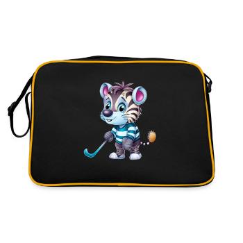 Joueur de hockey sur glace Zebra - Illustration amusante - Sac Retro - noir/or - Dos
