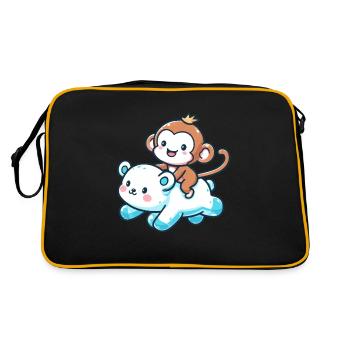 Polar Bear Cute Companion Monkey - Retro Bag - black/gold - Back