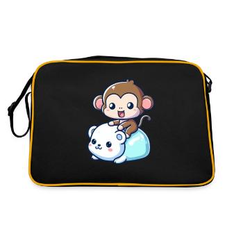 Polar Bear Cute Companion Monkey - Retro Bag - black/gold - Back