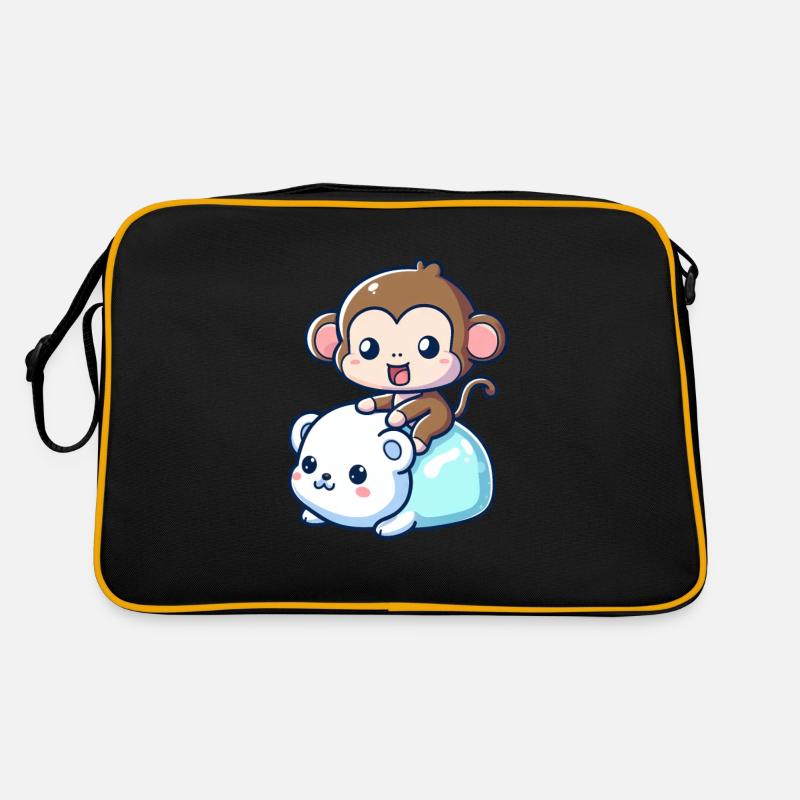 Eisbär Niedlich Begleiter Affe Retro Tasche