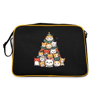 Magie de Noël : Chats de dessins animés dans le sapin de Noël - Sac Retro - noir/or - Dos