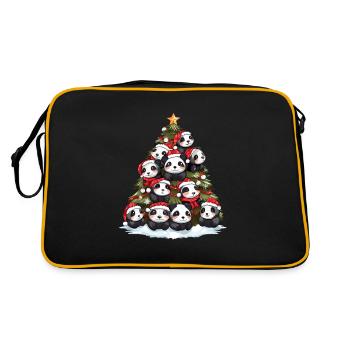 Christmas Panda Christmas Tree Fir Tree - Retro Bag - black/gold - Back