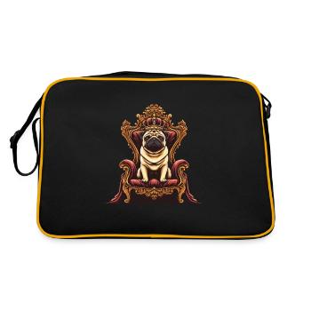 Dog Pug Sitting on Throne Dog and Master - Retro Bag - black/gold - Back
