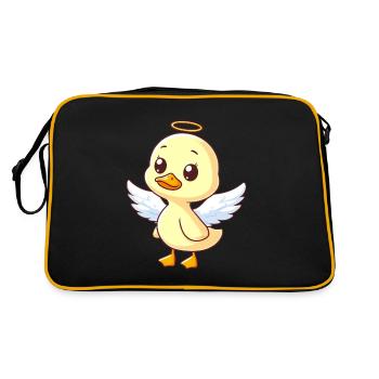 Süße Ente Engel Flügel Heiligenschein - Retro Tasche - Schwarz/Gold - Hinten