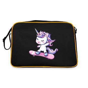Mignon Licorne Bande Dessinée Skateboarder - Sac Retro - noir/or - Dos