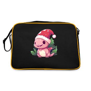 Christmas Axolotl Mistletoe - Retro Bag - black/gold - Back