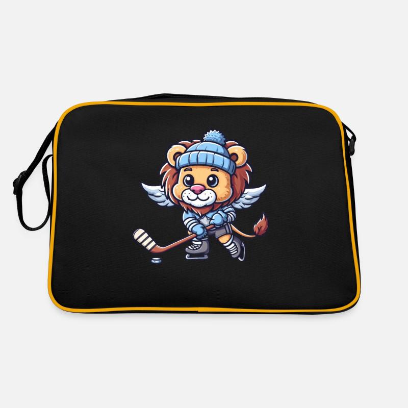 Süßer Comic Löwe Flügel Eishockey Retro Tasche