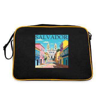 Salvador, Brazil, Colonial Architecture, AfroCulture - Retro Bag - black/gold - Back