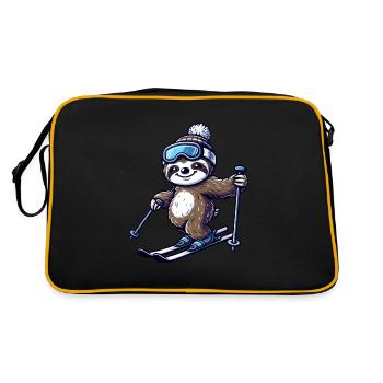 Relaxed Sloth Skier – Winter Fun - Retro Bag - black/gold - Back