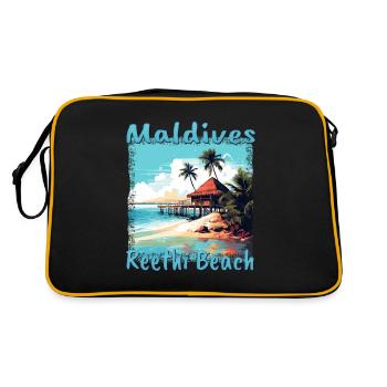 Escapade aux Maldives : la plage de Reethi avec effet grunge - Sac Retro - noir/or - Dos