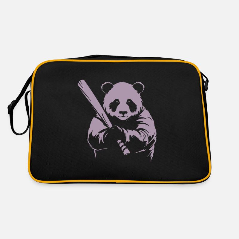 Minimalist Panda Baseball Player Silhouette - Retro Bag