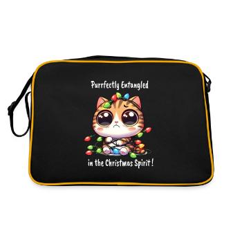 Chat de Noël mignon avec emmêlé - Sac Retro - noir/or - Dos