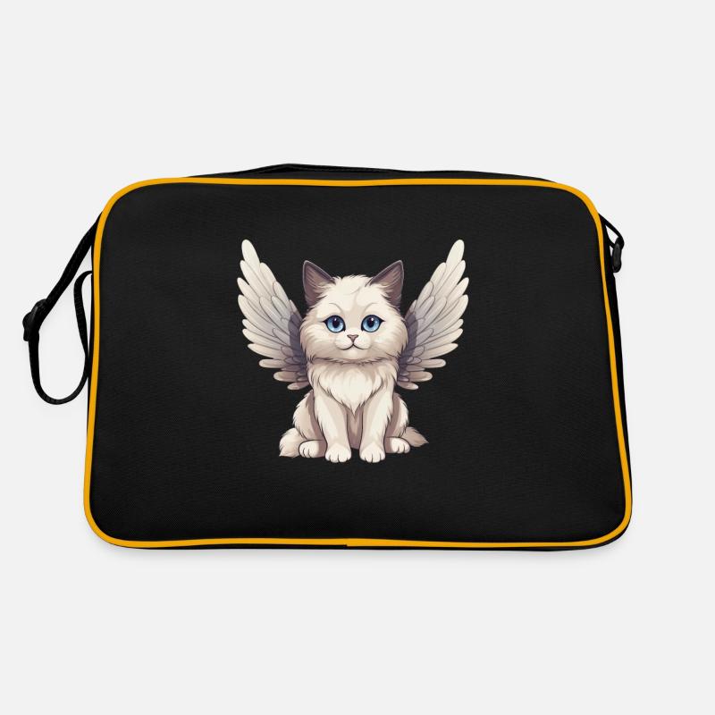 Süße Ragdoll-Katze als Comic-Engel mit Flügeln Retro Tasche