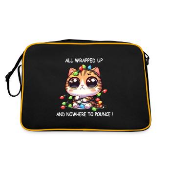 Chat de Noël mignon emmêlé dans des guirlandes lumineuses - Sac Retro - noir/or - Dos