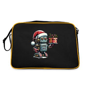 Weihnachtsroboter - Geschenke für Santa Claus - Retro Tasche - Schwarz/Gold - Hinten