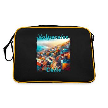 Valparaiso, Chili - Ville grunge au bord de l’océan Pacifique - Sac Retro - noir/or - Dos