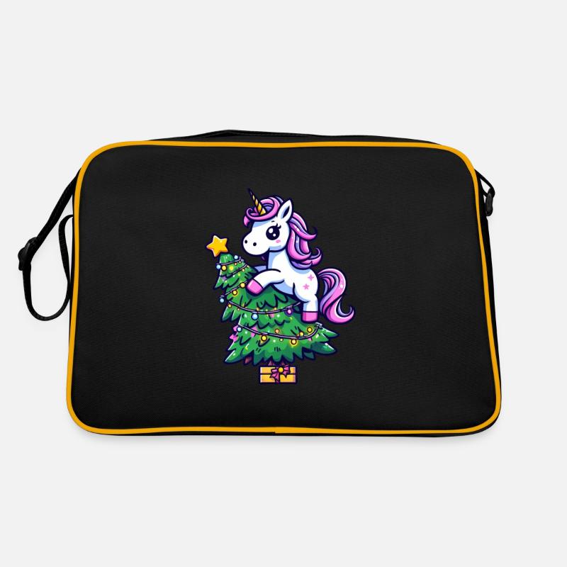 Licorne de Noël - Magique Assis sur le bronzage Sac Retro