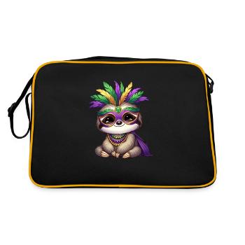 Mardi Gras Faultier Comic Design - Retro Tasche - Schwarz/Gold - Hinten