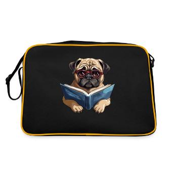 Reading Pug – The Educated Dog with Book and - Retro Bag - black/gold - Back