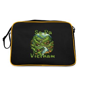 Sa Pa Vietnam: Green Rice Terraces - Retro Bag - black/gold - Back
