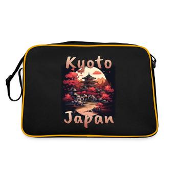 Kyoto Japon : soleil et drapeau à la grunge - Sac Retro - noir/or - Dos